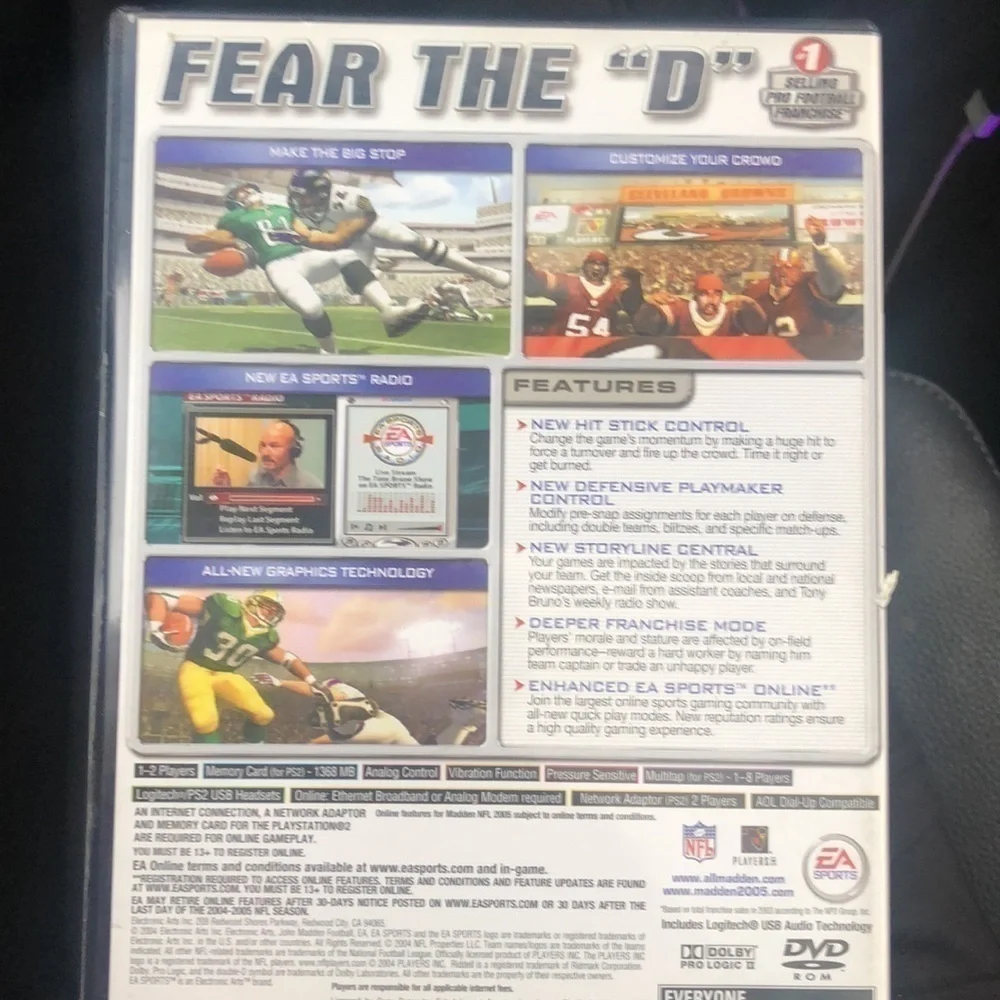 9. MADDEN NFL 2005 Sony PlayStation 2 PS2 EA Sports